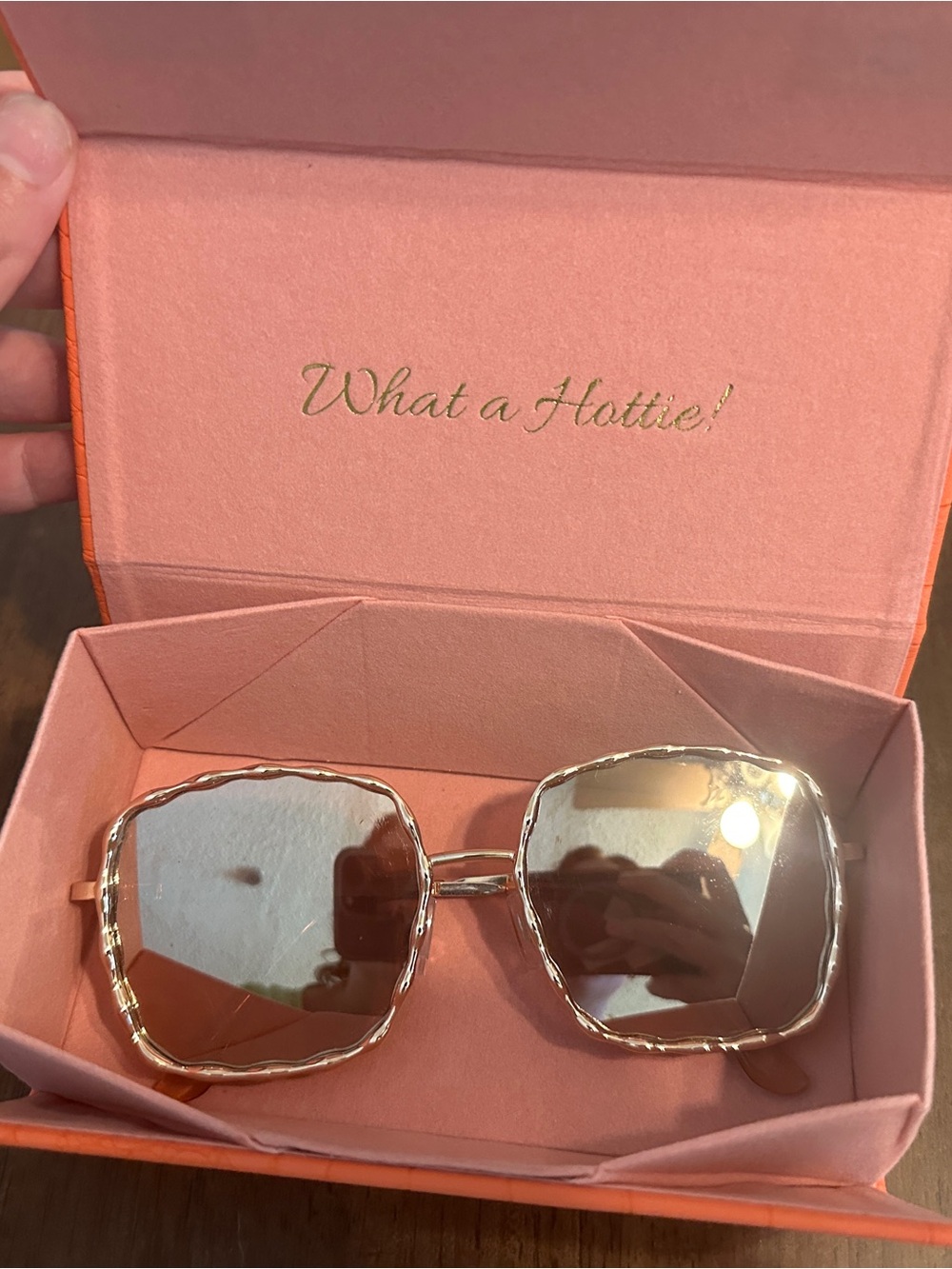 Women's Gold Square Mirrored Oversized Sunglasses